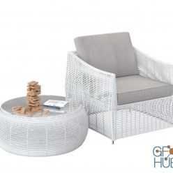 3D model Table and rattan chair set