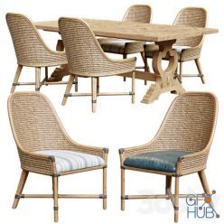 3D model Keeling woven side chair and farmington rectangular dinning table