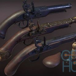 3D model Cubebrush – Lowpoly PBR Flintlock Pistol Pack