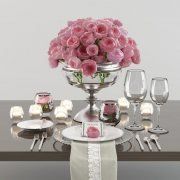 3D model Graceful table setting with roses