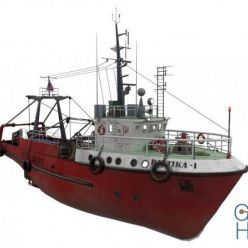 3D model «Baltika» fishing trawler refrigerator PBR