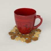 3D model Red ceramic Chinese cup