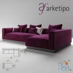 3D model Arketipo Norman corner sofa