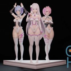 3D model Rem Emilia and Ram