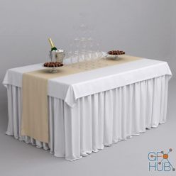 3D model Banquet table with champagne