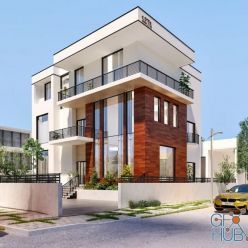 3D model Exterior G 2 modern residential building for render Ethiopia