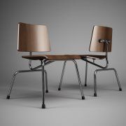 3D model Wood and metal office chair