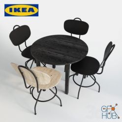 3D model Ikea Bjursnas table and Kullaberg swivel chair