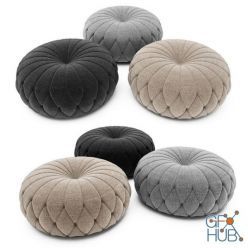 3D model Tufted round ottoman