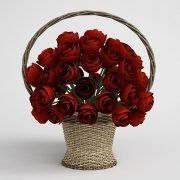3D model Bouquet of red roses in basket
