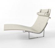 3D model White leather chaise longue by Fritz Hansen