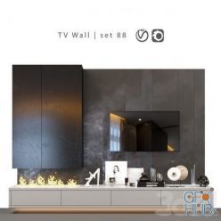 3D model TV Wall set 88