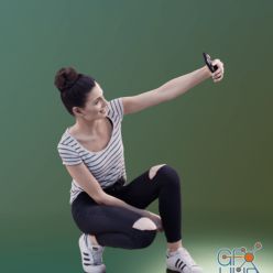 3D model Casual Girl Taking Selfie Scanned (Vray)