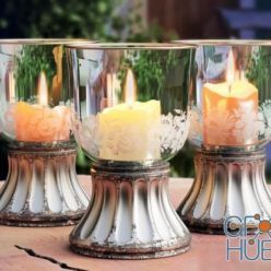 3D model Candles in candlesticks with pattern