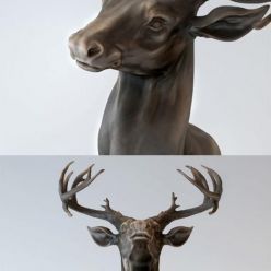 3D model Bronze Sculpture & Head of a Deer