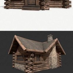 3D model Simple Wooden House PBR