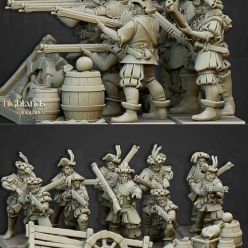 3D model Highlands Miniatures - The Arquebusiers Unit – 3D Print