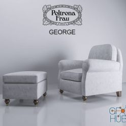 3D model Armchair and pouffe George Poltrona Frau