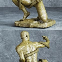 3D model Statuette man with a snake