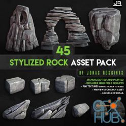 3D model CGTrader – 45 Stylized Rock Asset Pack Low-poly 3D models