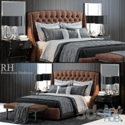 3D model Warner Tufted Bed by Restoration Hardware