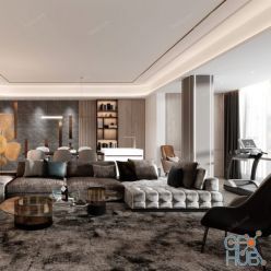 3D model Modern Style Living Room 2020 A067 (Corona)