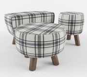 3D model Tartan soft pouffes