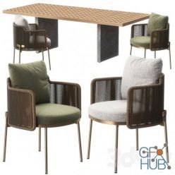 3D model Tape chair Quadrado table by Minotti (max, obj)
