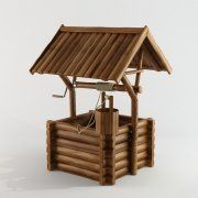 3D model Wooden well with a roof