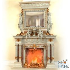 3D model Fireplace in the Baroque style