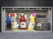 3D model Storefront with bottles of juice