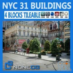 3D model CGTrader – NYC – 4 Blocks – 31 Buildings 3D model by NoneCG