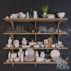 3D model Shelves with dishes