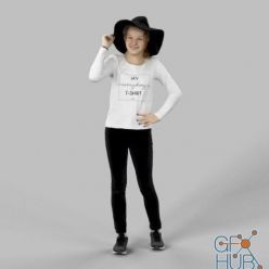 3D model Young Caucasian Female in Jeans Standing