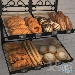 3D model Rack with bread