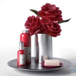 3D model Tray with Flowers Soap and Body Products (max, fbx, obj)