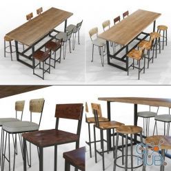 3D model Bar stools and bar table in the loft style