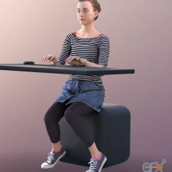 3D model Mady girl working at the computer (3d-scan)