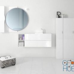 3D model Bathroom furniture with round mirror