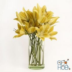 3D model Yellow lily in a vase