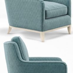 3D model Madison Coastal Diamond Teal Milk Paint Armchair