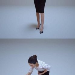 3D model Asian Business Woman Point