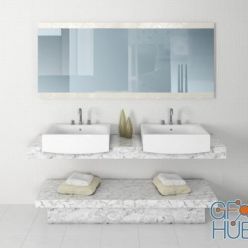 3D model Bathroom sets with marble countertops