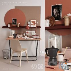 3D model IKEA workplace with ODGER chair