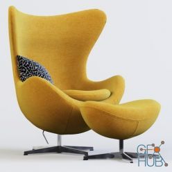 3D model Egg chair and pouf