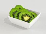3D model Sliced kiwi in a white bowl