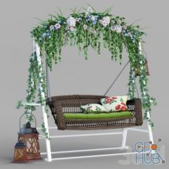 3D model Garden swing with flowers