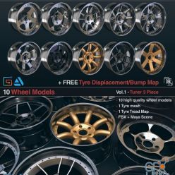 3D model ArtStation Marketplace – 10 Wheels / Rims Models – Tuner 3 Piece Vol 01