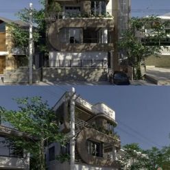 3D model Exterior House Scene Sketchup 03