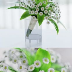 3D model Flowers 01 (White flowers in glass)